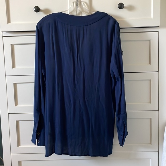ANGL Women’s Blue Tunic Top with Long Sleeves and V Neck - Size Small - Picture 3 of 4